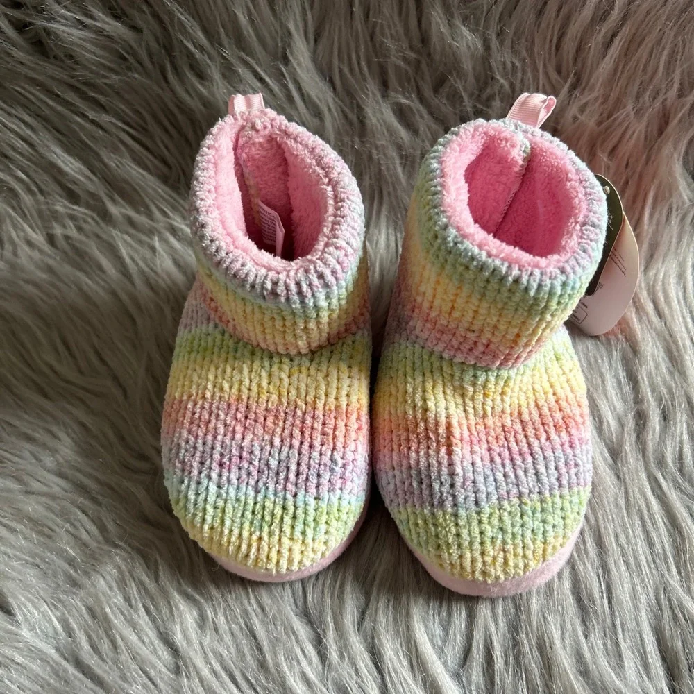 Wonder Nation Rainbow Slippers Girl's Size 6 Booties Shoes Slip On Adjustable